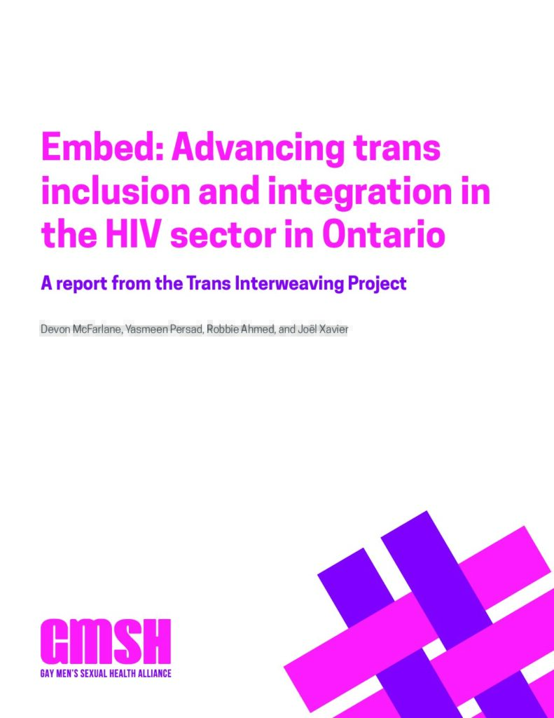 Advancing trans inclusion and inclusion in the HIV sector in Ontario